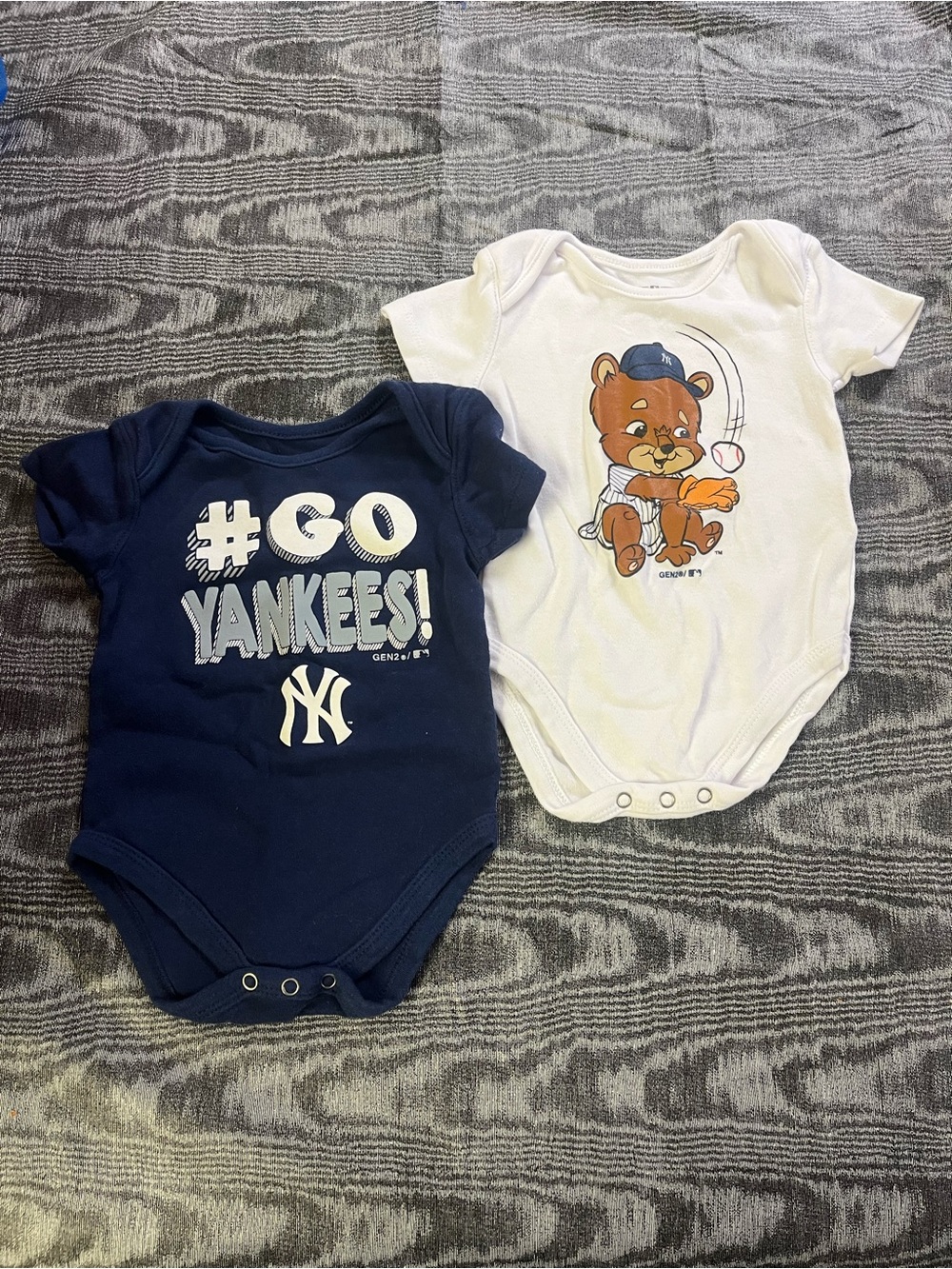 Yankees 6-9 months pair of 2 onesies